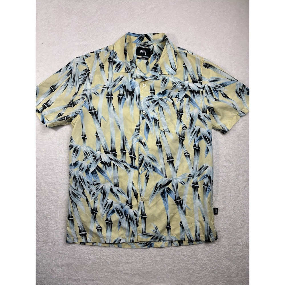 Stussy Shirt Men's Small Hawaiian Tropical Floral Streetwear Pockets Cotton EUC